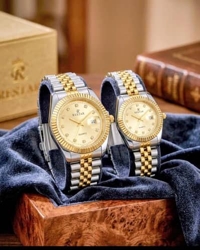 Luxury Couple Watches Set for Men & Women | Two Tone Elegant Design