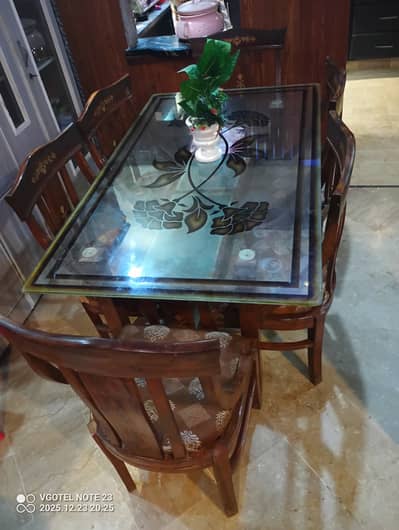 Wooden Dining table with 6 chairs