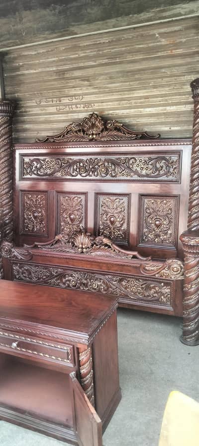 Solid wood complete bed set with mattress