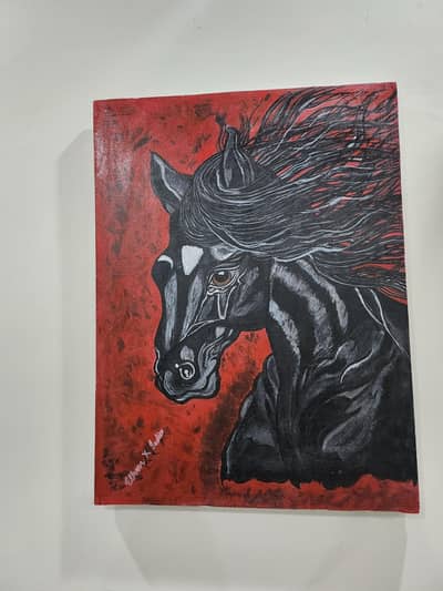 Black horse with wine background