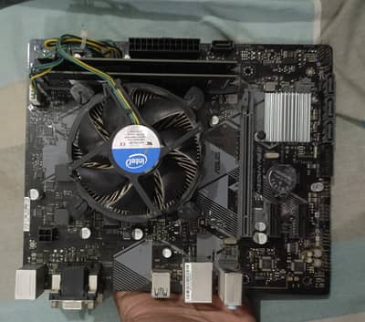I5 8400 and Asus prime h310m r. 2 combo. With Lexar 16gb ddr4 8gbx2 RAM