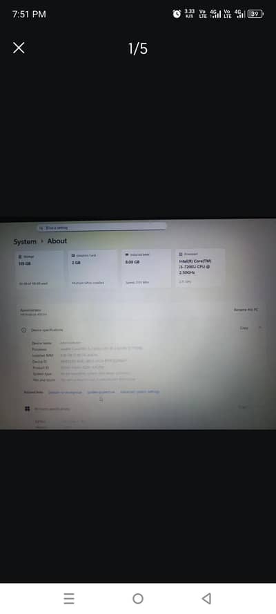 hp i5 7th generation 8gb 128gb 2gb graphics card