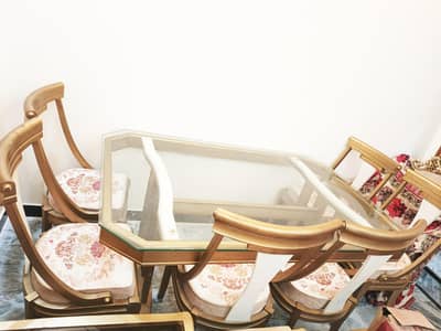 Dining table white and gold dico