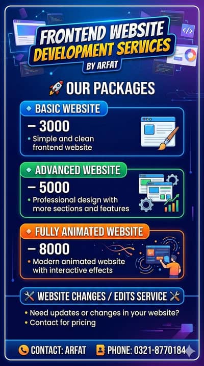 Need a Website? Frontend Developer Available – Starting from 3000