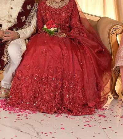 Deep red bridal barat lehnga