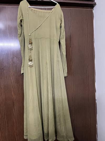 Anarkali frock with heavy shawl full of embriodery new design