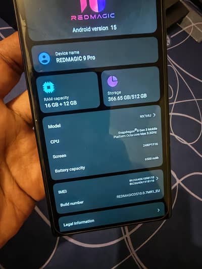 red magic 9 pro 12/256 GB storage PTA 0345/52/67/595 my contact