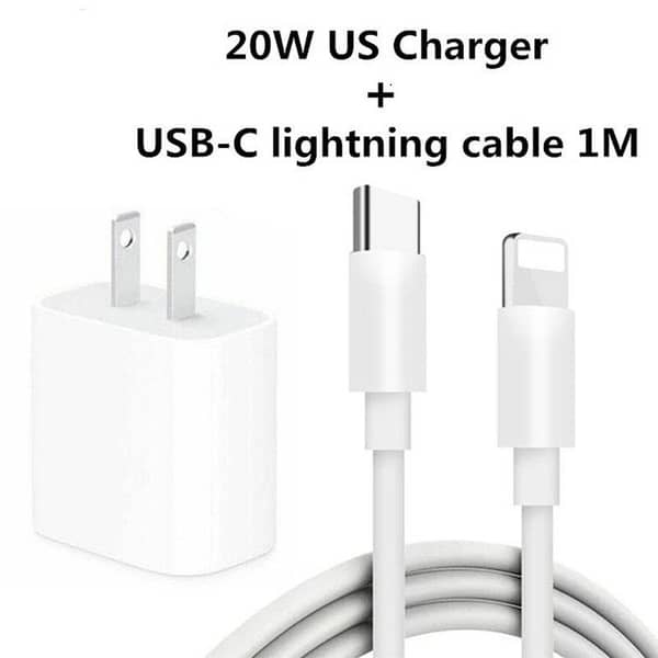 iPhone Original 20W Power Adapter with Lightning Cable - 3 Pin PD Charger for Fast Charging