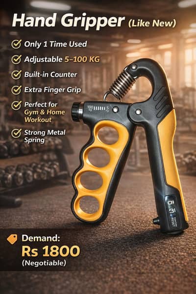 ‍Hand Gripper Adjustable 5–100 KG With Counter