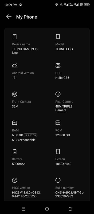 tacno camon 19 neo 6 128 exchange possible