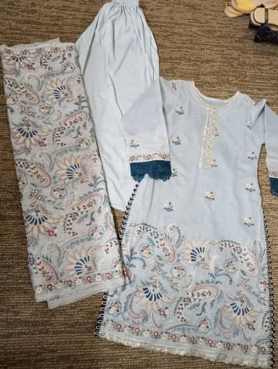 fully heavy embroidered 3 piece dress