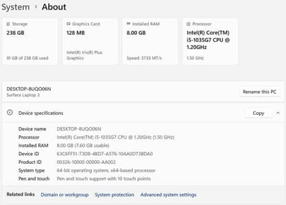 Microsoft Surface Laptop 3 Touchscreen 2K i5 10th Gen.