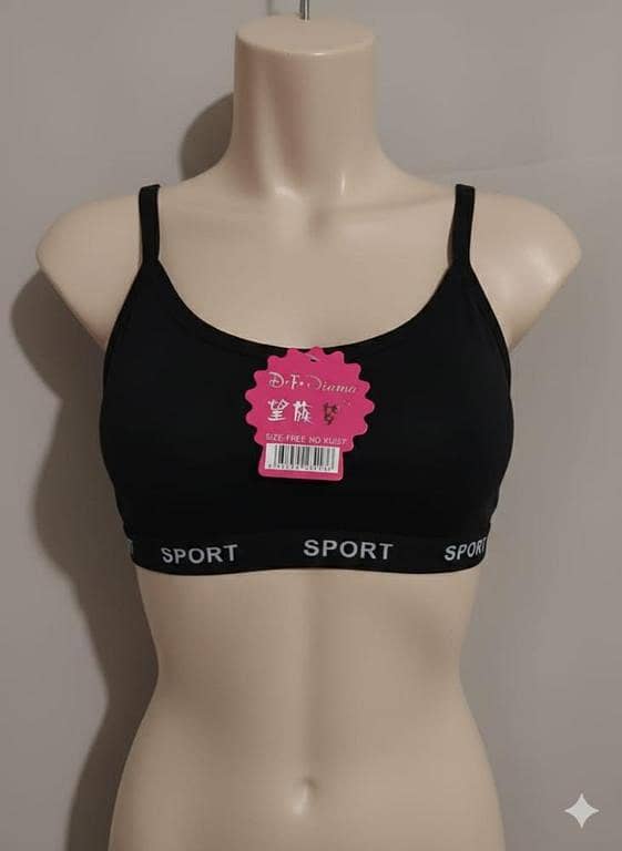 Stretchable Workout Sports Bra with Elastic "SPORT" Band Free Size