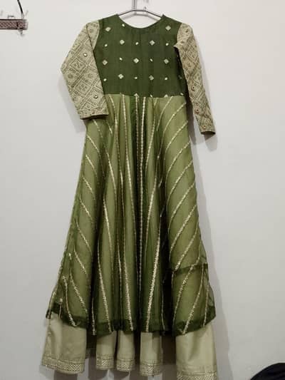 Organza and Katan Silk Maxi - Green