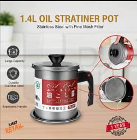 Stainless Steel Oil Strainer Pot with Fine Mesh Filter | 2-in-1