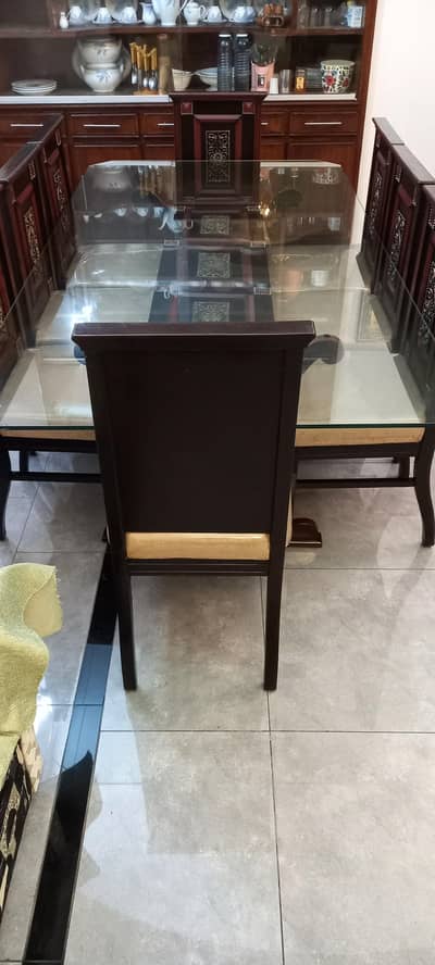 Dinning Table 12mm glass with 8-chairs
