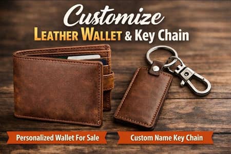 selling leather wallet and key chain