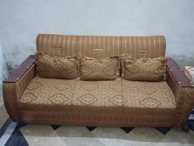 "7 Seater Sofa Set for Sale – Good Condition, Solid Wood"