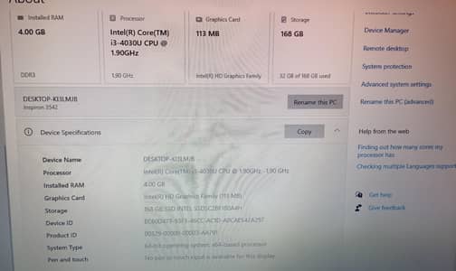 laptop Dell core i3 4th generation