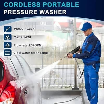 High pressure washer gun with single battery