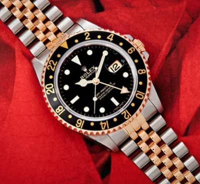 ROLEX GMT MASTER STYLE LUXURY WATCH SATIN LESS  Excellent Condition