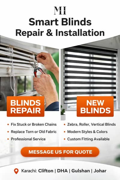 Blinds Repairing Service in Karachi | Zebra Roller Vertical Blinds