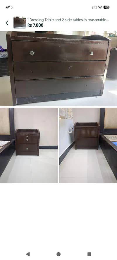 2 side tables and 1 dressing table for urgent sale due to shifting