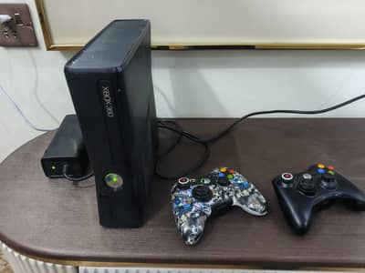 xbox 360 slim with 2 wireless controller