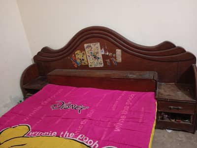Double Classic Wooden Bed with Mattress