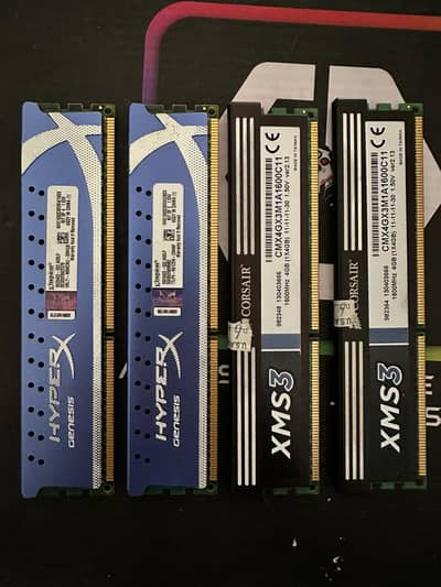 4x 4GB DDR3 1600 MHz heat sink Gaming RAM Corair and Hyper X
