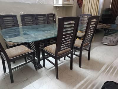 8 chair and double coded king size mirror dining table