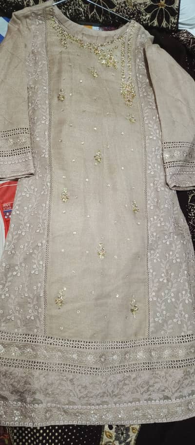 Long shirt with trousers and duppatta