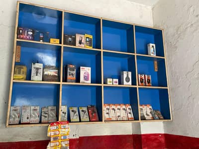 Wooden Counters and front glass frame