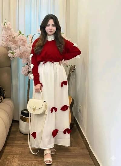 2 Pcs Women's Stitched Chiffon Hand Work Maxi Suit