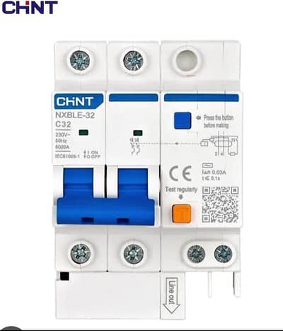 CHINT NXBLE-32 C32 32A Double Pole RCBO Circuit Breaker 230V 