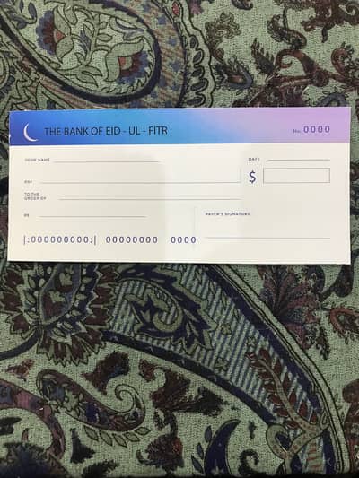 Eid Gift  Cheque book paper