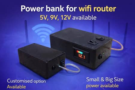 Power Bank For wifi router 12v,9v,5v all Available 10-12 hours backup
