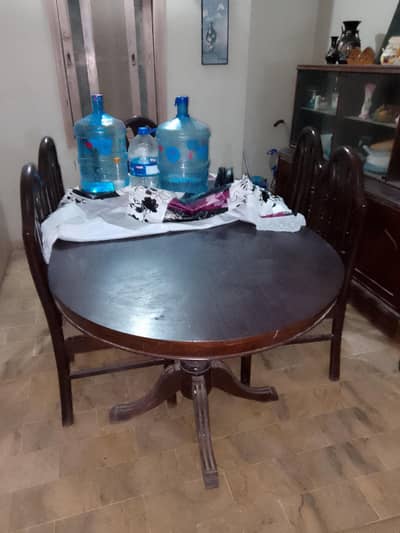 Dining Table with Chairs & Crockery Side Board