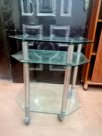 GLADS TROLLY 12 MM GLASS TOP STEEL FOOT 10/10