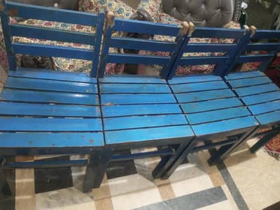 4 Solid Wooden Chairs Full Lakri