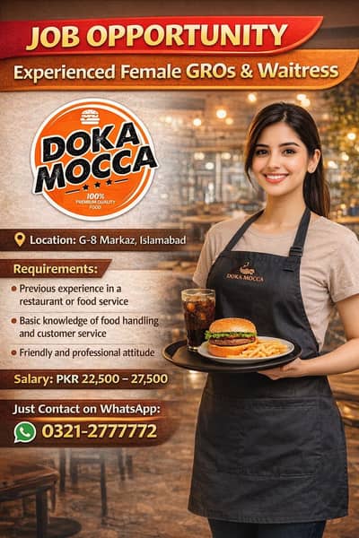 Female GROs and Waitress for a Restaurant