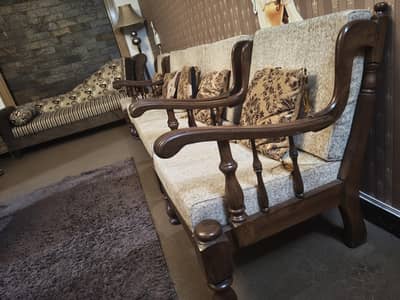 Premium Sheesham Wood Sofa Set (3+1+1) with Tables – Elegant & Durable