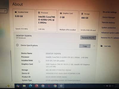 HP Notebook i5 -6200U 2.3 GHz