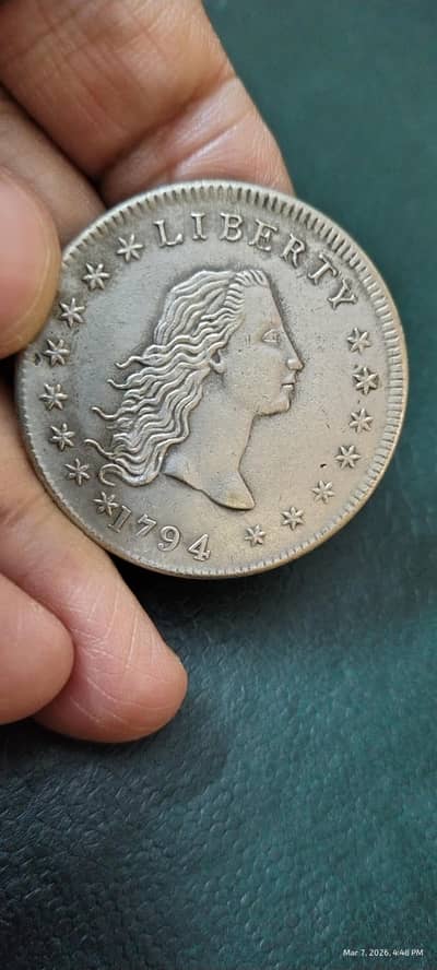 ANTIQUE COIN 1794 USA OLD & RARE FLOWING HAIR LIBERTY DOLLAR OLD COIN