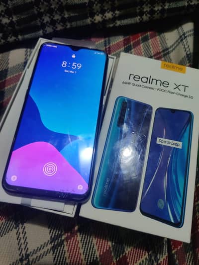 Realme Xt 1921 8gb 128gb with box urgent sale 10/7 condation