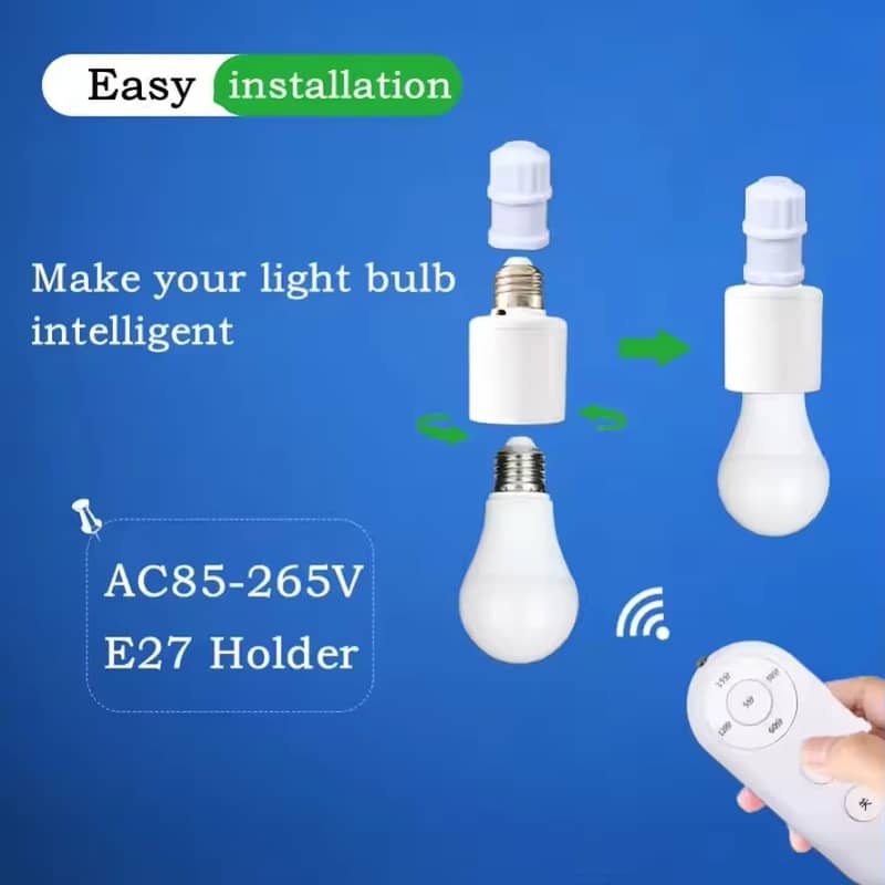 60W E27 Wireless Remote Control Smart Timer Switch Lamp Holder 5