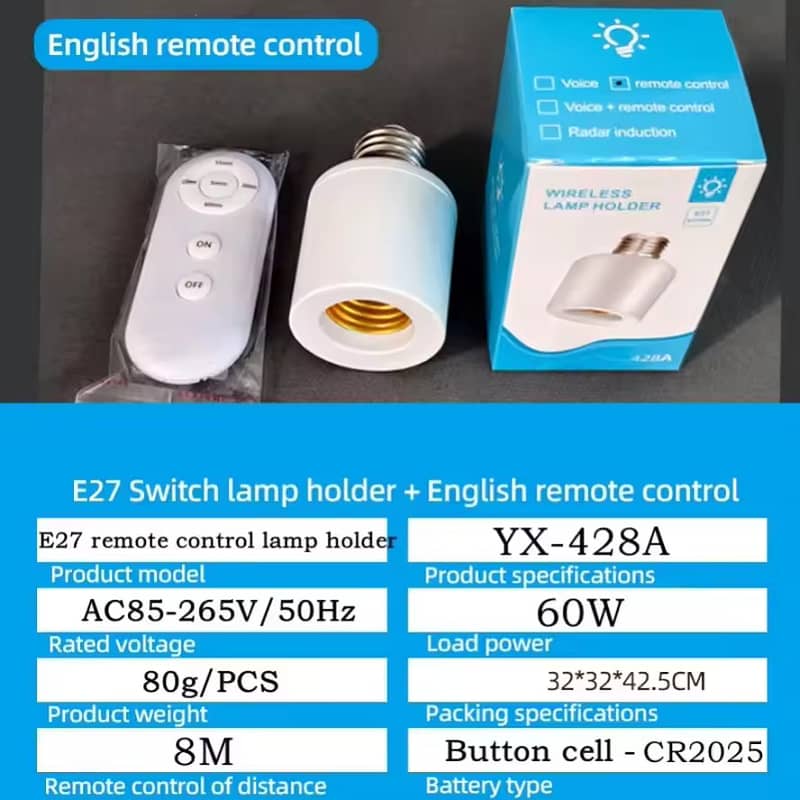 60W E27 Wireless Remote Control Smart Timer Switch Lamp Holder 7