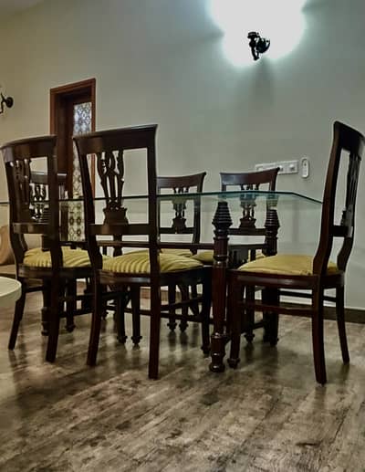 Habitt Sheesham Wood Dining Table Set – 6 Chairs – Excellent Conditio
