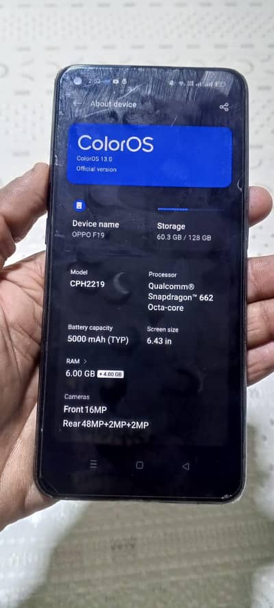 oppo f19 (6/128 ) PTA approved