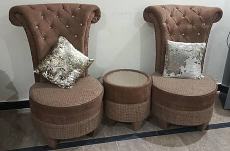 Coffee Long Back Chairs Set
